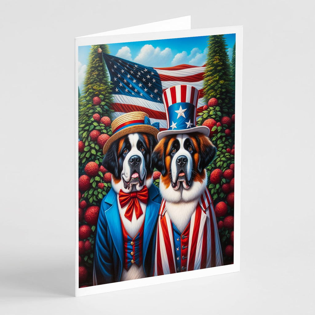 All American Saint Bernard Greeting Cards Pack of 8 Blank Cards with Envelopes Whimsical A7 Size 5x7