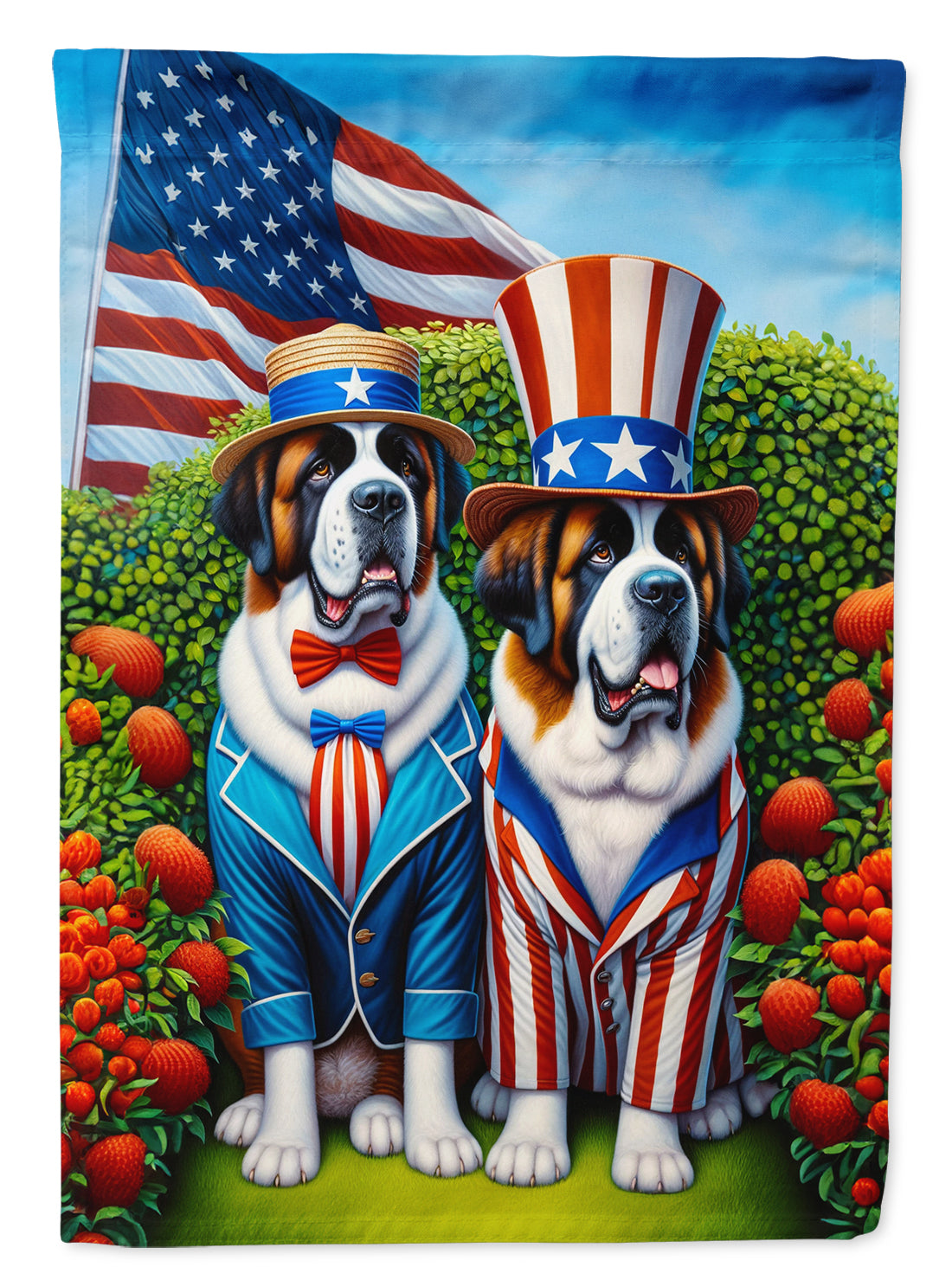 All American Saint Bernard House Flag 28x40 Porch Sleeve Pole Decorative Outside Yard Banner Artwork Wall Hanging, Polyester