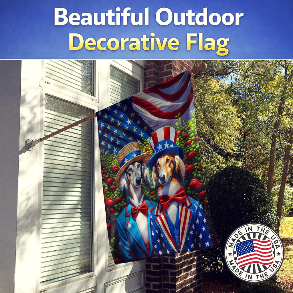All American Saluki House Flag 28x40 Porch Sleeve Pole Decorative Outside Yard Banner Artwork Wall Hanging, Polyester