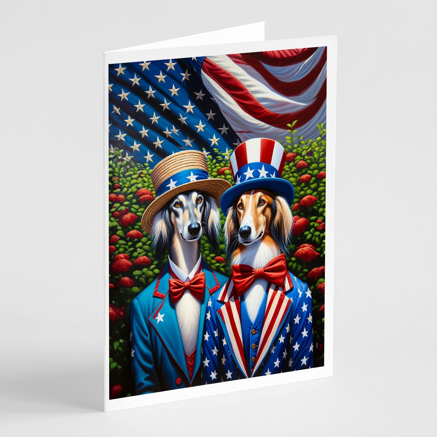 All American Saluki Greeting Cards Pack of 8 Blank Cards with Envelopes Whimsical A7 Size 5x7