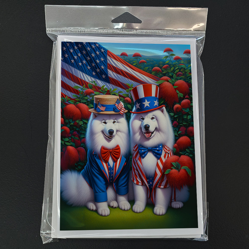 All American Samoyed Greeting Cards Pack of 8 Blank Cards with Envelopes Whimsical A7 Size 5x7