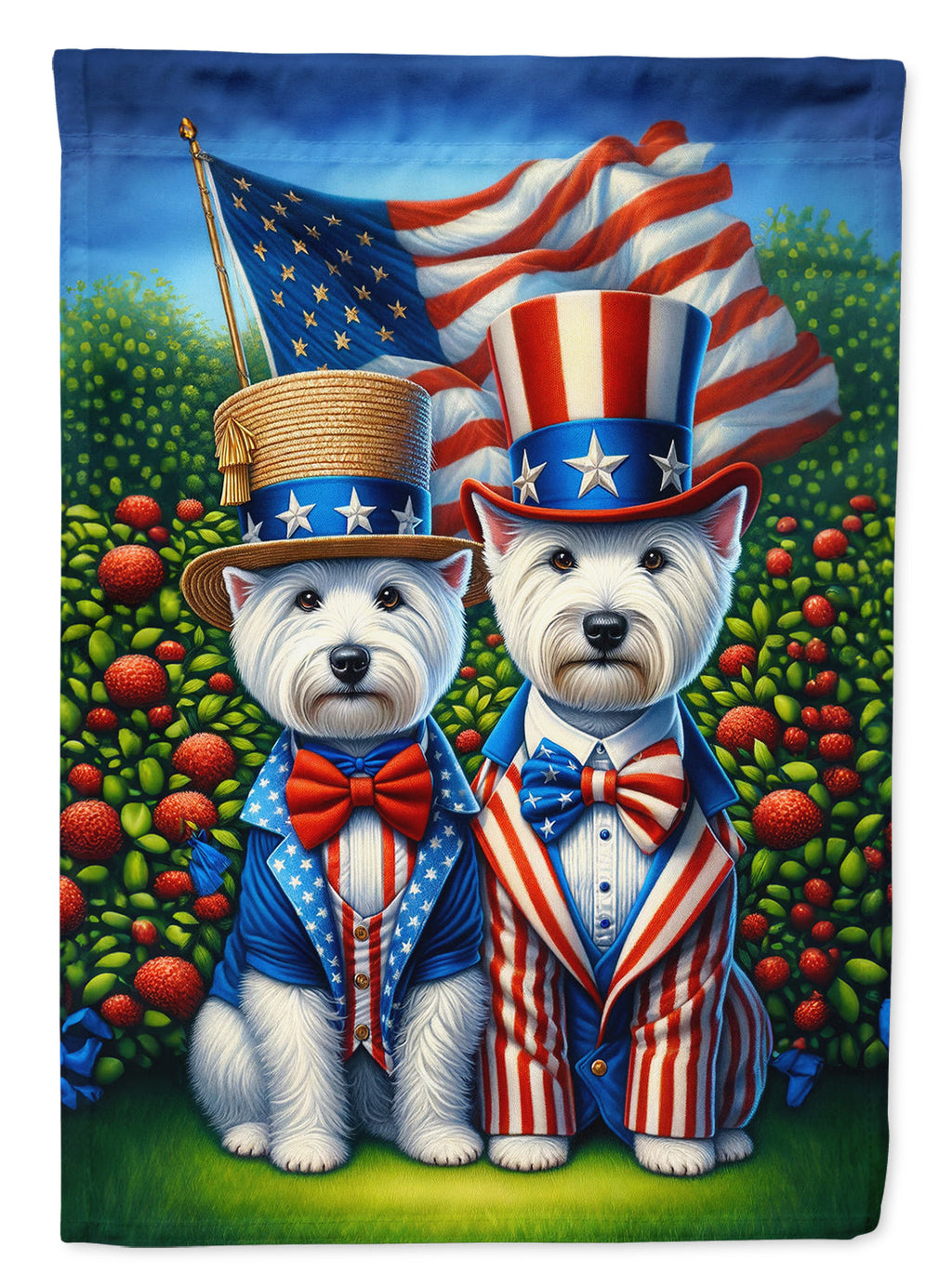 All American Westie House Flag 28x40 Porch Sleeve Pole Decorative Outside Yard Banner Artwork Wall Hanging, Polyester
