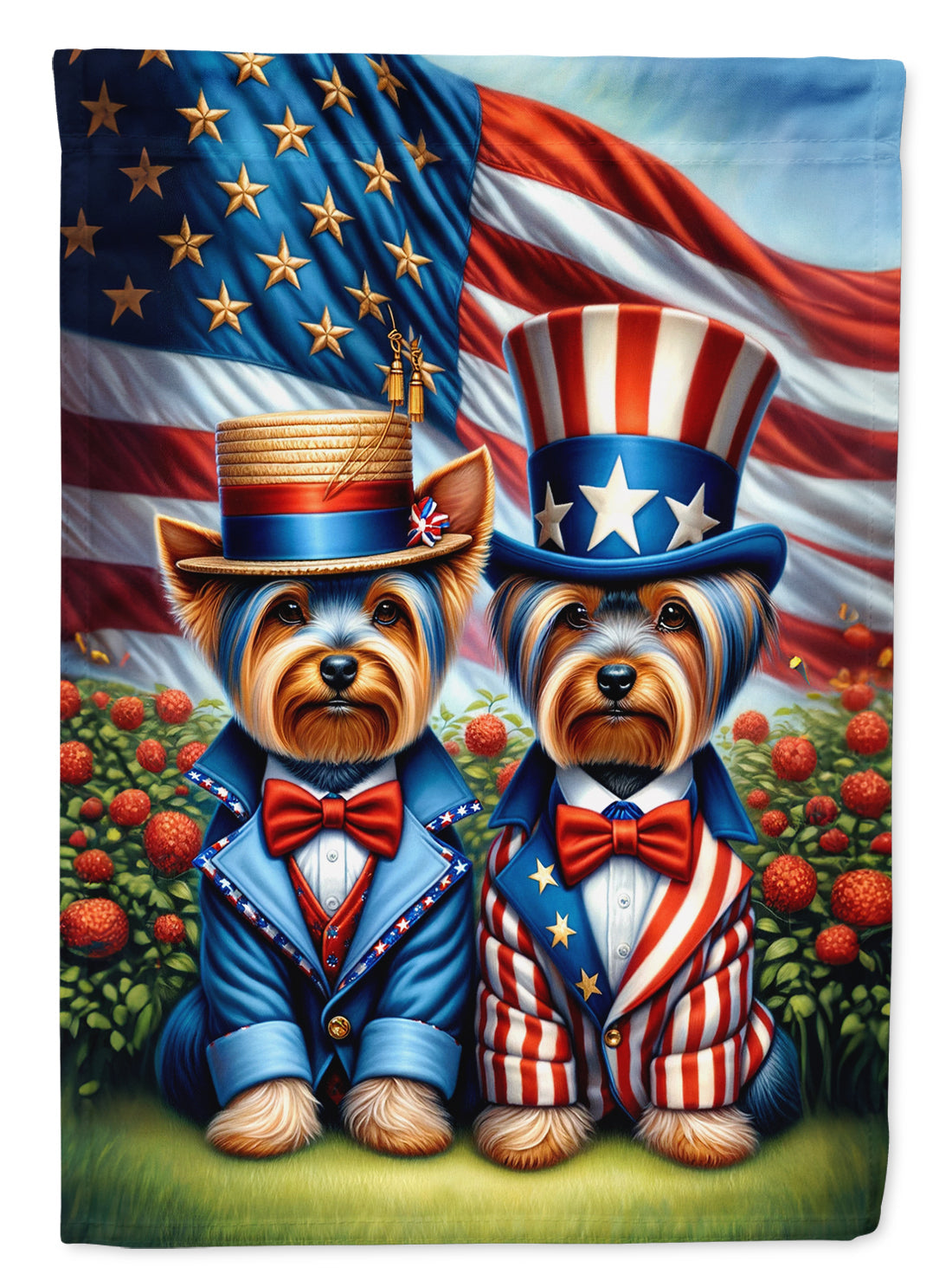All American Yorkshire Terrier House Flag 28x40 Porch Sleeve Pole Decorative Outside Yard Banner Artwork Wall Hanging, Polyester