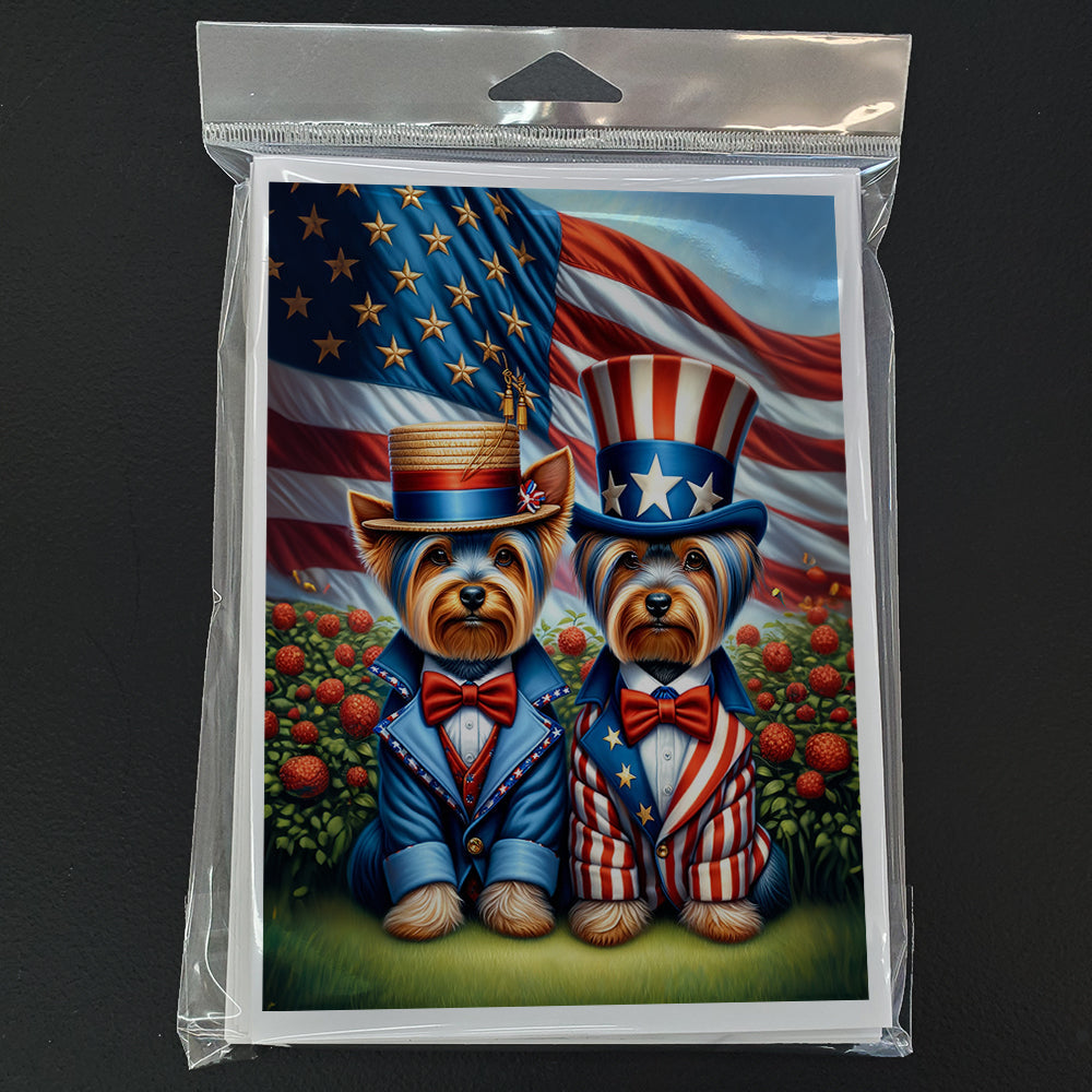 All American Yorkshire Terrier Greeting Cards Pack of 8 Blank Cards with Envelopes Whimsical A7 Size 5x7