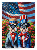 All American Schnauzer House Flag 28x40 Porch Sleeve Pole Decorative Outside Yard Banner Artwork Wall Hanging, Polyester
