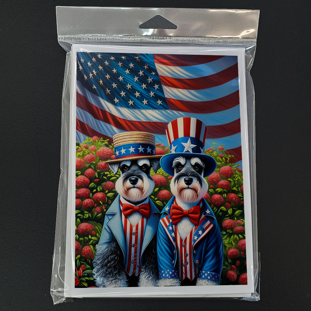 All American Schnauzer Greeting Cards Pack of 8 Blank Cards with Envelopes Whimsical A7 Size 5x7