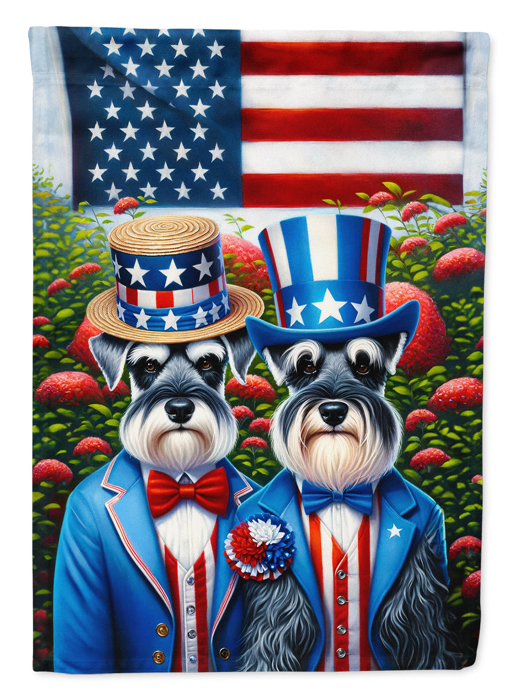 All American Schnauzer House Flag 28x40 Porch Sleeve Pole Decorative Outside Yard Banner Artwork Wall Hanging, Polyester