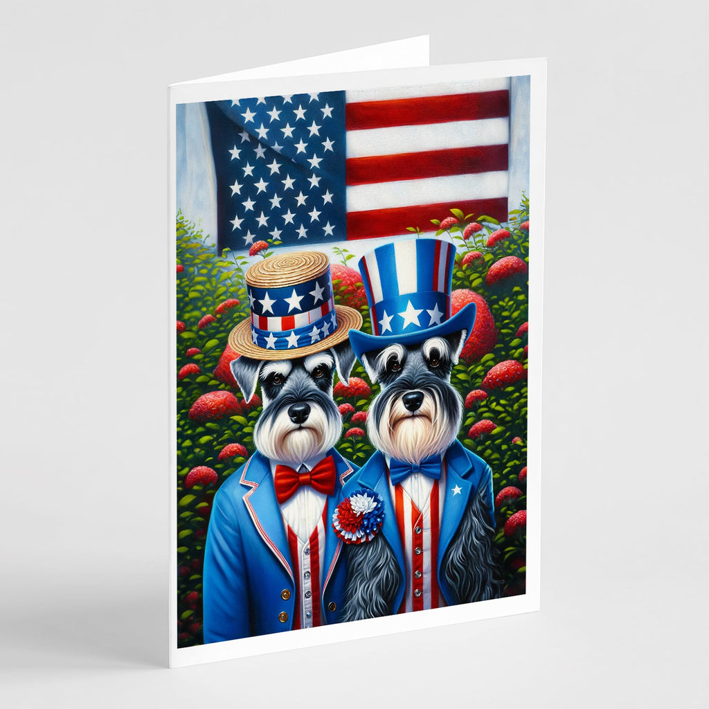 All American Schnauzer Greeting Cards Pack of 8 Blank Cards with Envelopes Whimsical A7 Size 5x7