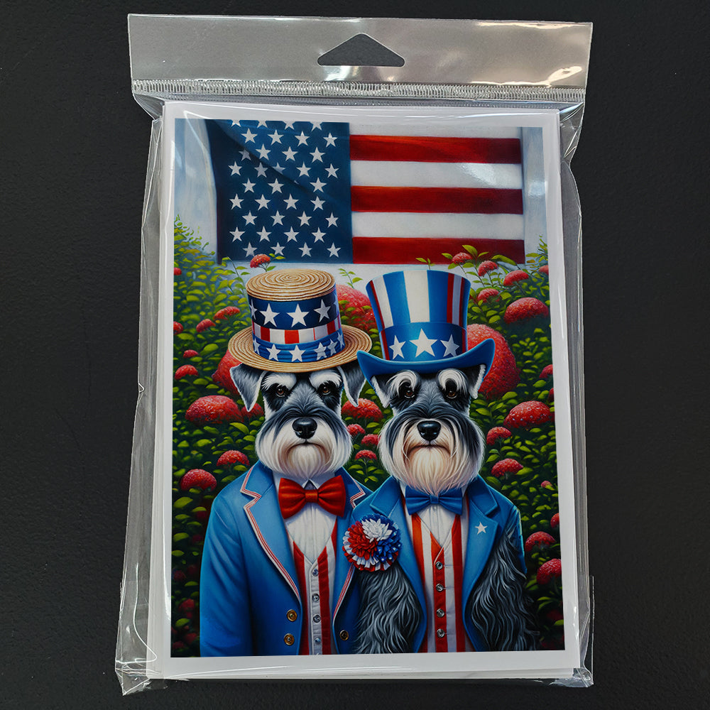 All American Schnauzer Greeting Cards Pack of 8 Blank Cards with Envelopes Whimsical A7 Size 5x7