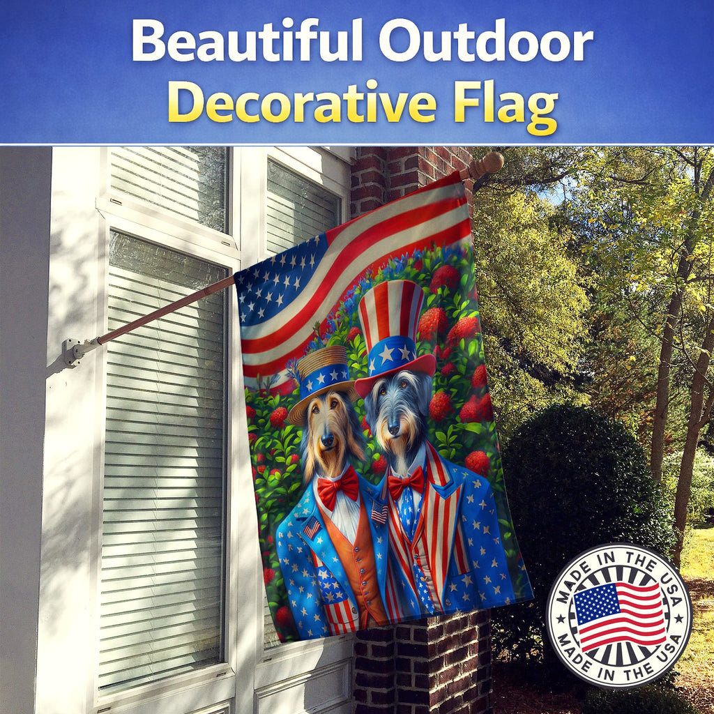 All American Scottish Deerhound House Flag 28x40 Porch Sleeve Pole Decorative Outside Yard Banner Artwork Wall Hanging, Polyester