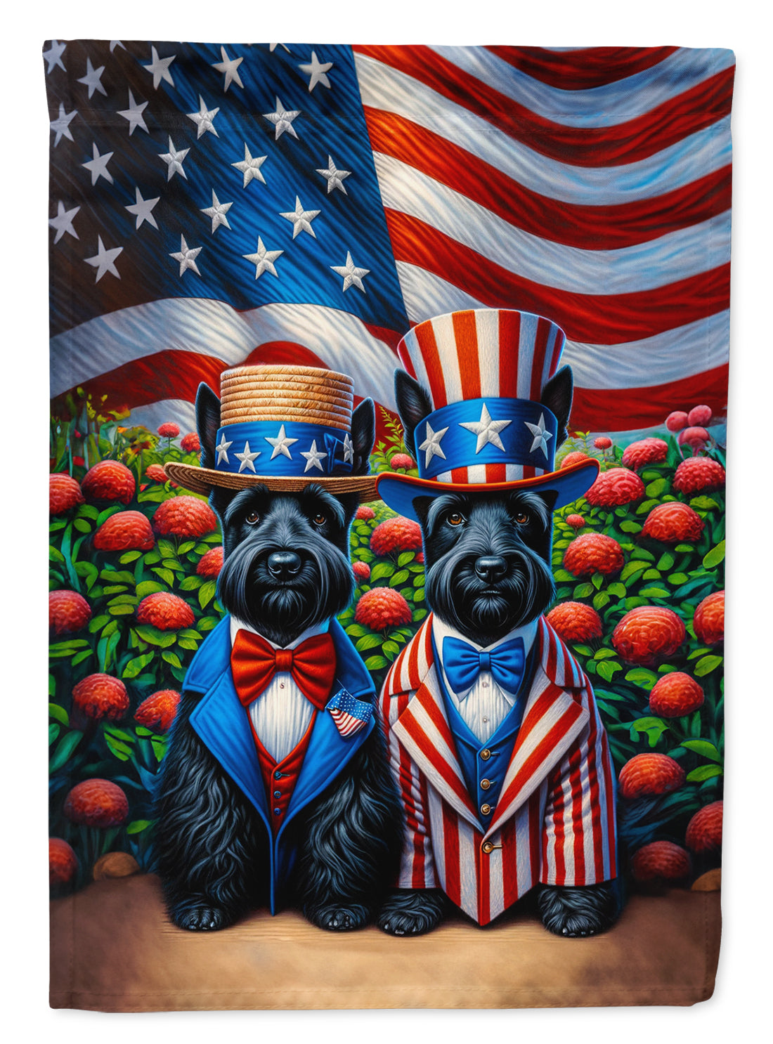 All American Scottish Terrier House Flag 28x40 Porch Sleeve Pole Decorative Outside Yard Banner Artwork Wall Hanging, Polyester