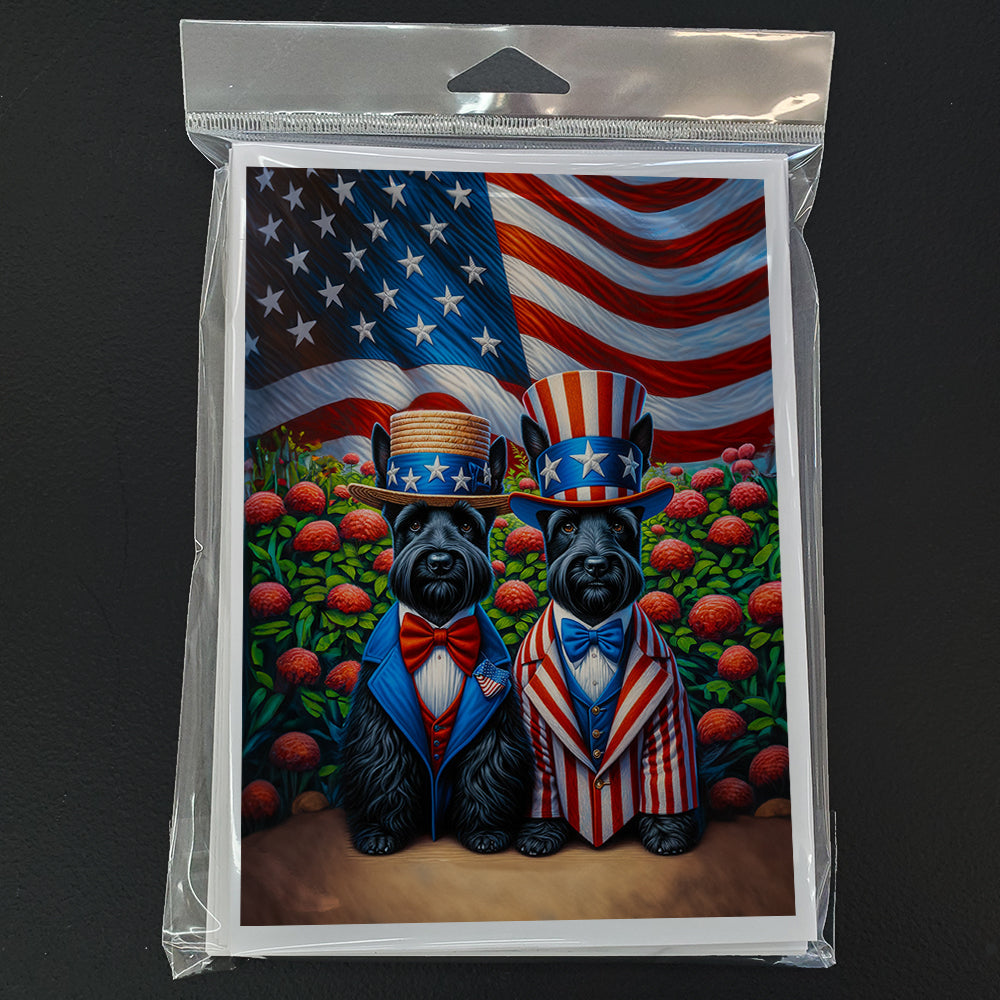 All American Scottish Terrier Greeting Cards Pack of 8 Blank Cards with Envelopes Whimsical A7 Size 5x7