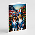 All American Sheltie Greeting Cards Pack of 8 Blank Cards with Envelopes Whimsical A7 Size 5x7