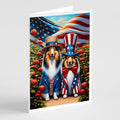 All American Sheltie Greeting Cards Pack of 8 Blank Cards with Envelopes Whimsical A7 Size 5x7