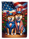 All American Shiba Inu House Flag 28x40 Porch Sleeve Pole Decorative Outside Yard Banner Artwork Wall Hanging, Polyester