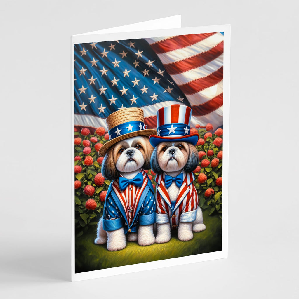 All American Shih Tzu Greeting Cards Pack of 8 Blank Cards with Envelopes Whimsical A7 Size 5x7