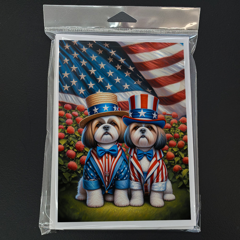 All American Shih Tzu Greeting Cards Pack of 8 Blank Cards with Envelopes Whimsical A7 Size 5x7