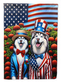 All American Siberian Husky House Flag 28x40 Porch Sleeve Pole Decorative Outside Yard Banner Artwork Wall Hanging, Polyester