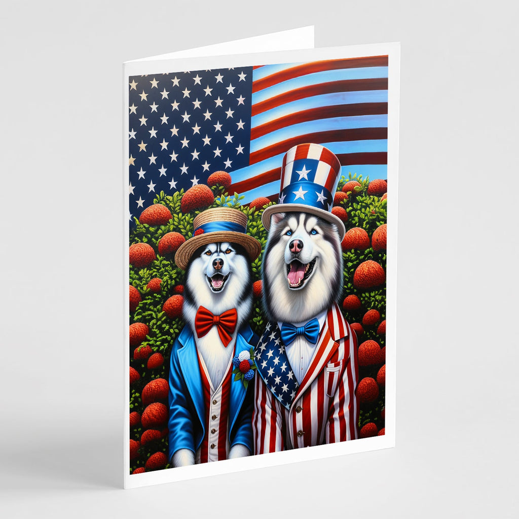 All American Siberian Husky Greeting Cards Pack of 8 Blank Cards with Envelopes Whimsical A7 Size 5x7