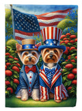 All American Silky Terrier House Flag 28x40 Porch Sleeve Pole Decorative Outside Yard Banner Artwork Wall Hanging, Polyester