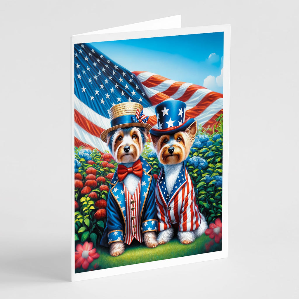 All American Silky Terrier Greeting Cards Pack of 8 Blank Cards with Envelopes Whimsical A7 Size 5x7