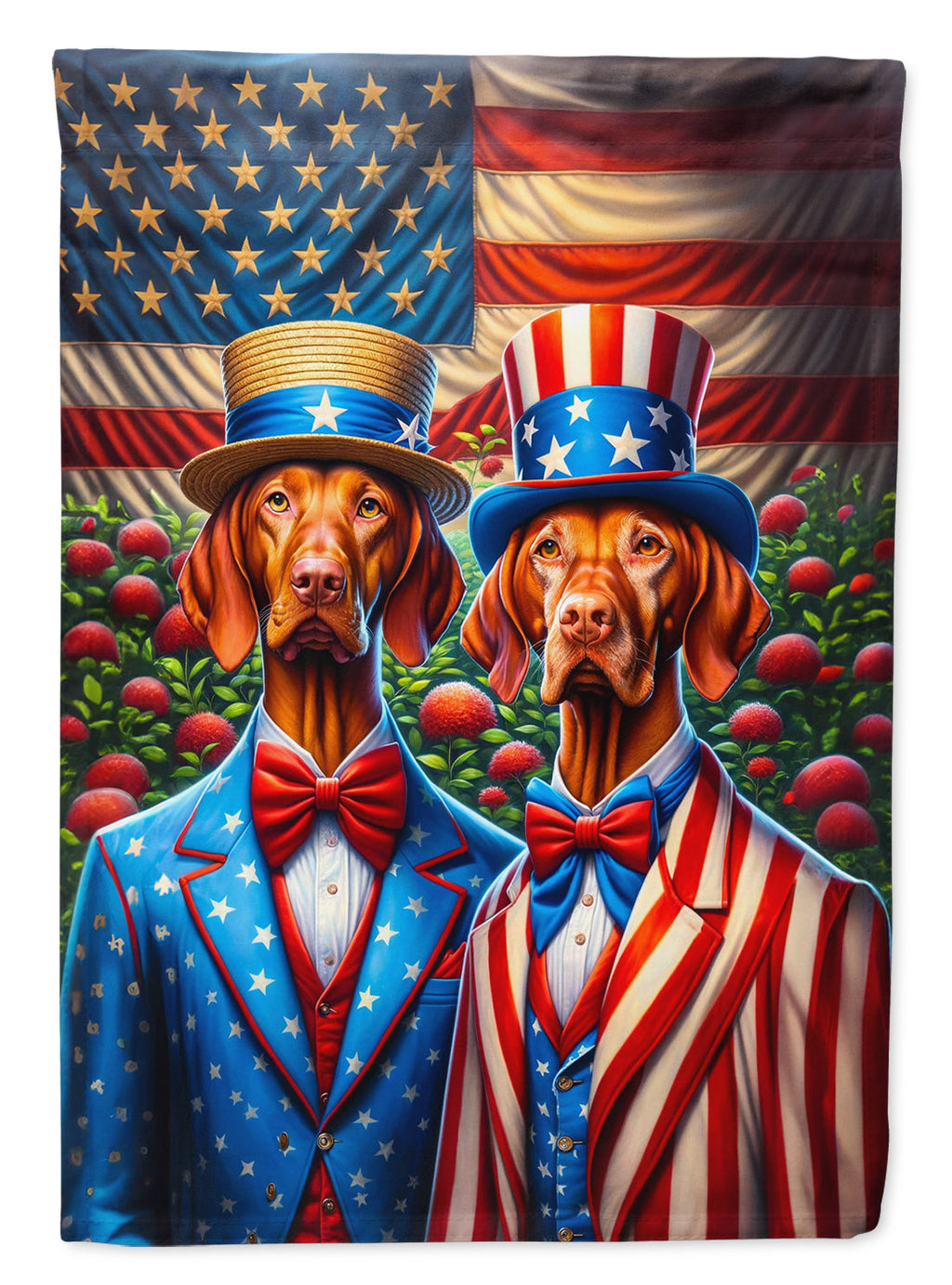All American Vizsla House Flag 28x40 Porch Sleeve Pole Decorative Outside Yard Banner Artwork Wall Hanging, Polyester