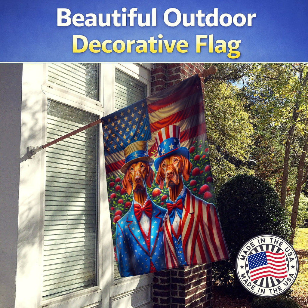 All American Vizsla House Flag 28x40 Porch Sleeve Pole Decorative Outside Yard Banner Artwork Wall Hanging, Polyester