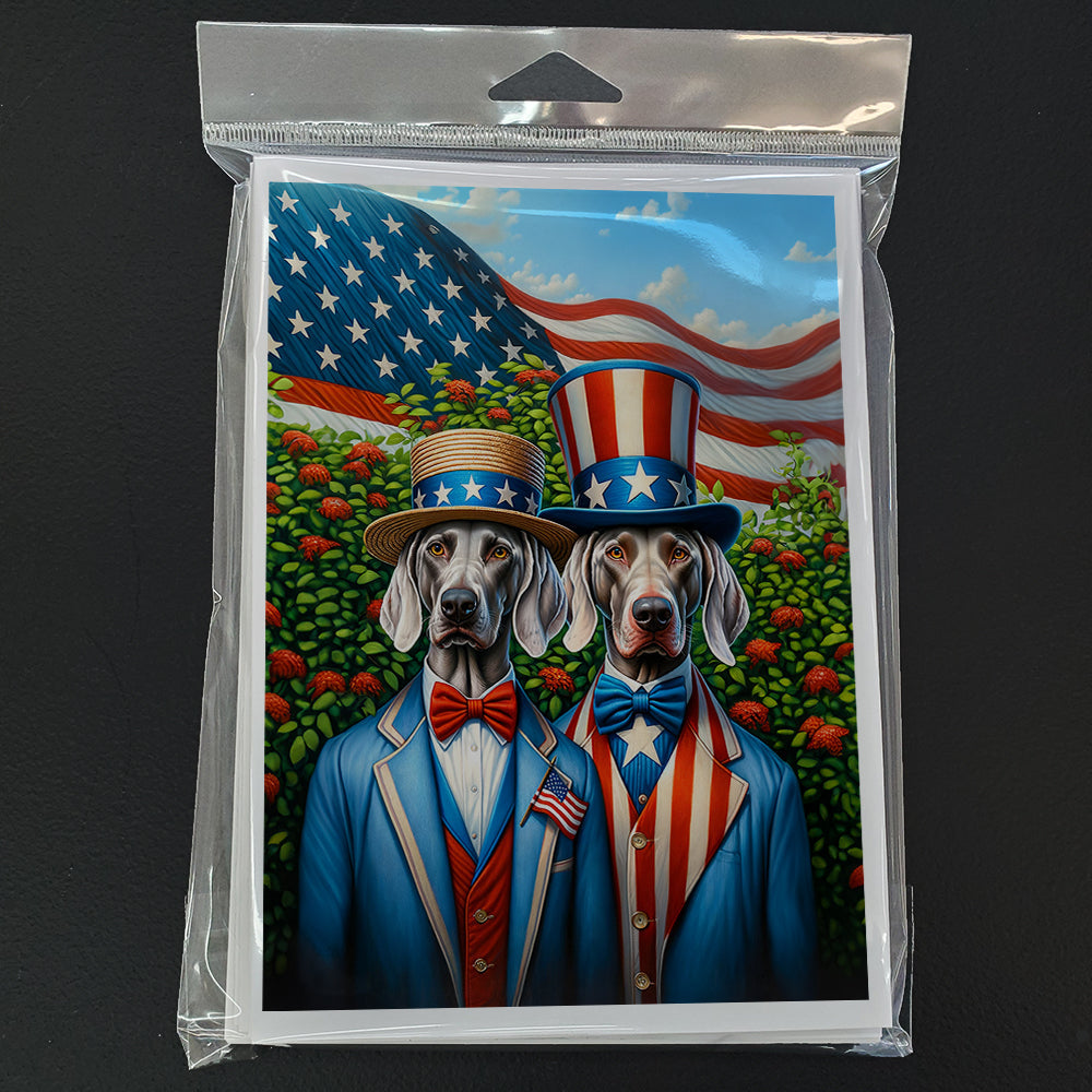 All American Weimaraner Greeting Cards Pack of 8 Blank Cards with Envelopes Whimsical A7 Size 5x7