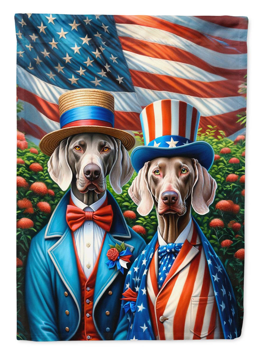 All American Weimaraner House Flag 28x40 Porch Sleeve Pole Decorative Outside Yard Banner Artwork Wall Hanging, Polyester