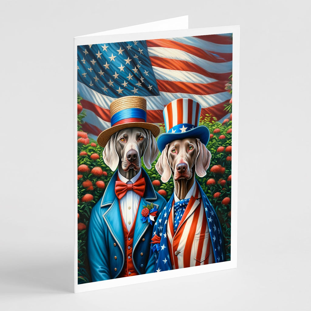 All American Weimaraner Greeting Cards Pack of 8 Blank Cards with Envelopes Whimsical A7 Size 5x7