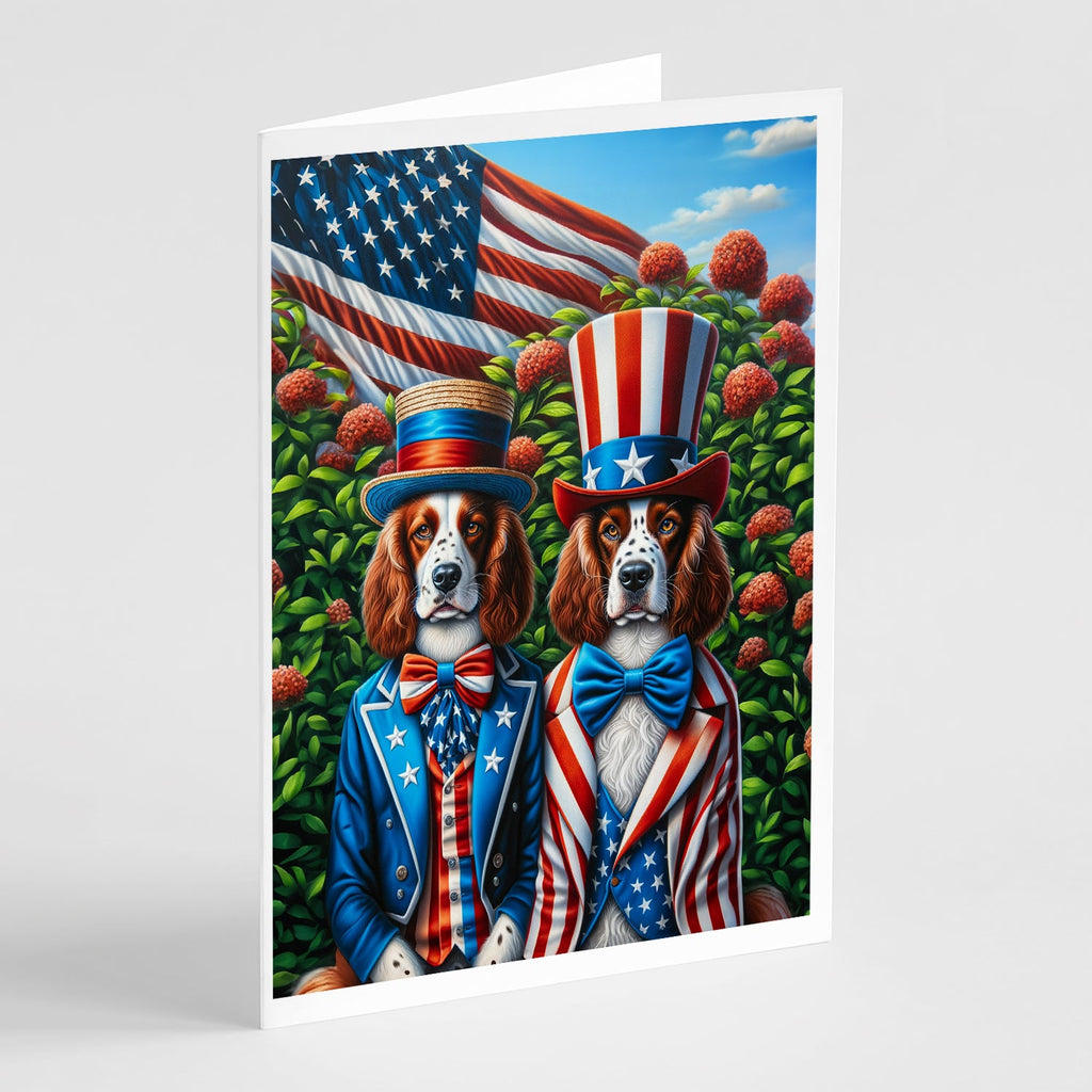 All American Welsh Springer Spaniel Greeting Cards Pack of 8 Blank Cards with Envelopes Whimsical A7 Size 5x7