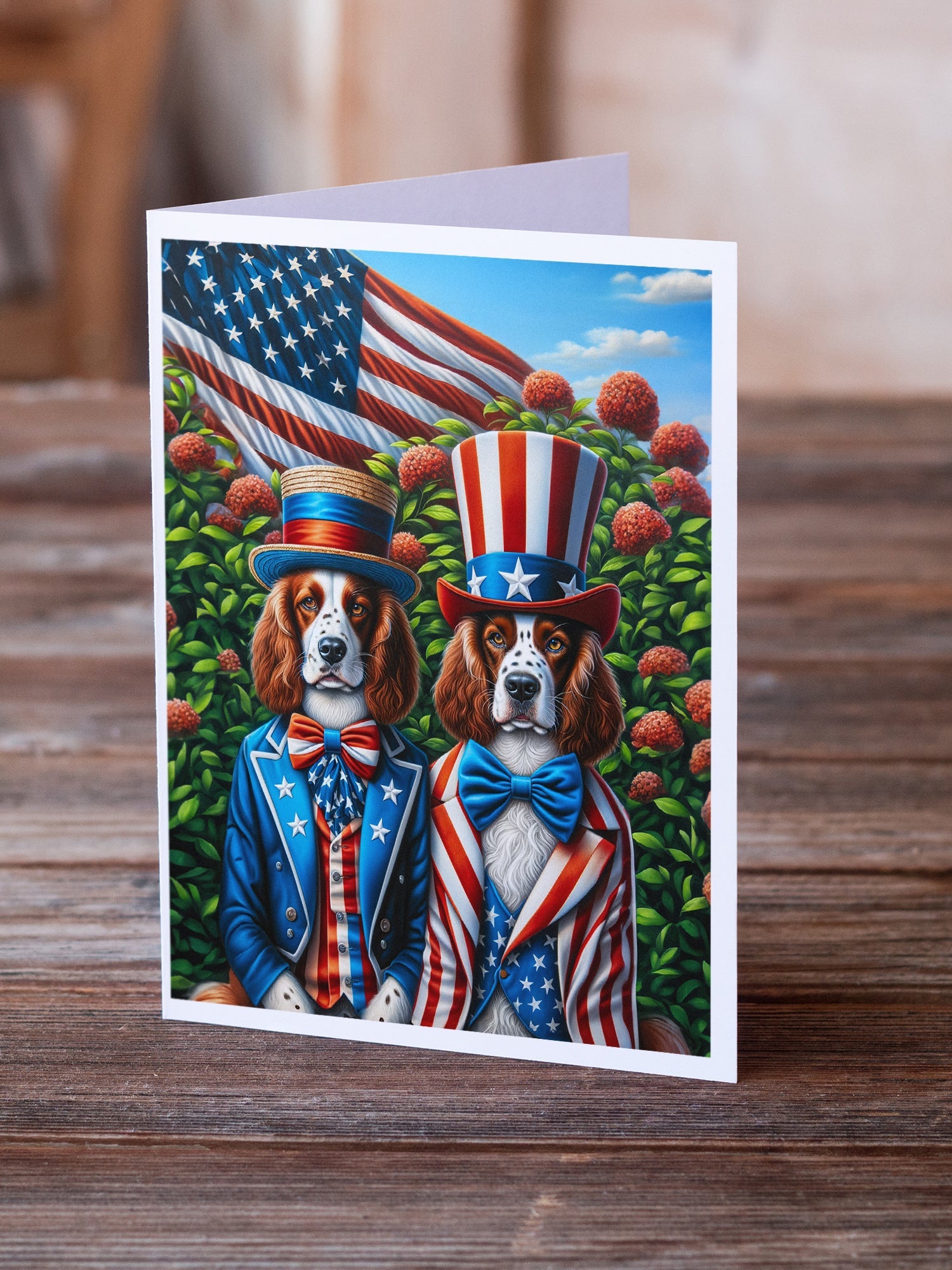 All American Welsh Springer Spaniel Greeting Cards Pack of 8 Blank Cards with Envelopes Whimsical A7 Size 5x7
