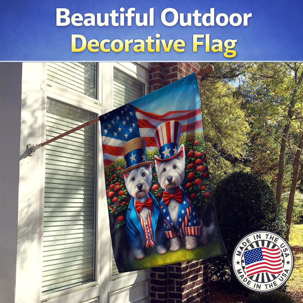 All American Westie House Flag 28x40 Porch Sleeve Pole Decorative Outside Yard Banner Artwork Wall Hanging, Polyester