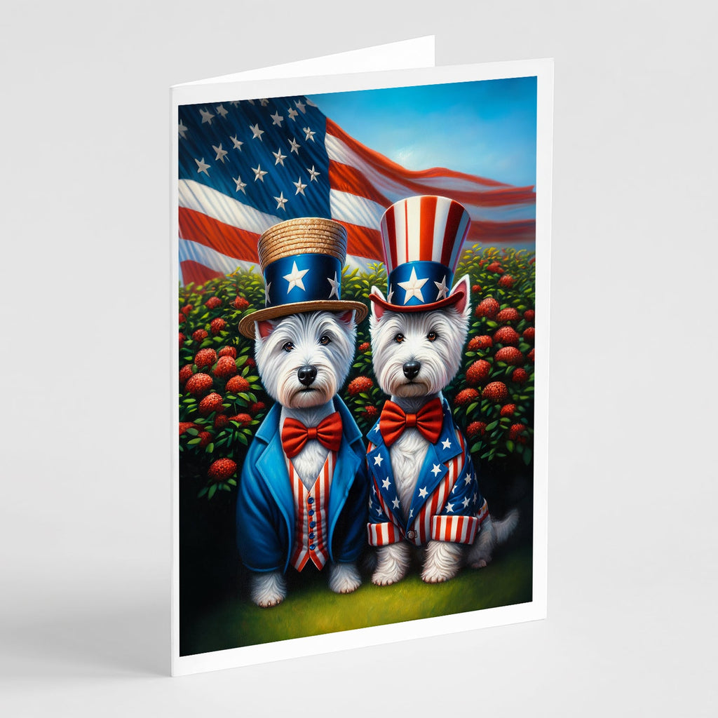 All American Westie Greeting Cards Pack of 8 Blank Cards with Envelopes Whimsical A7 Size 5x7