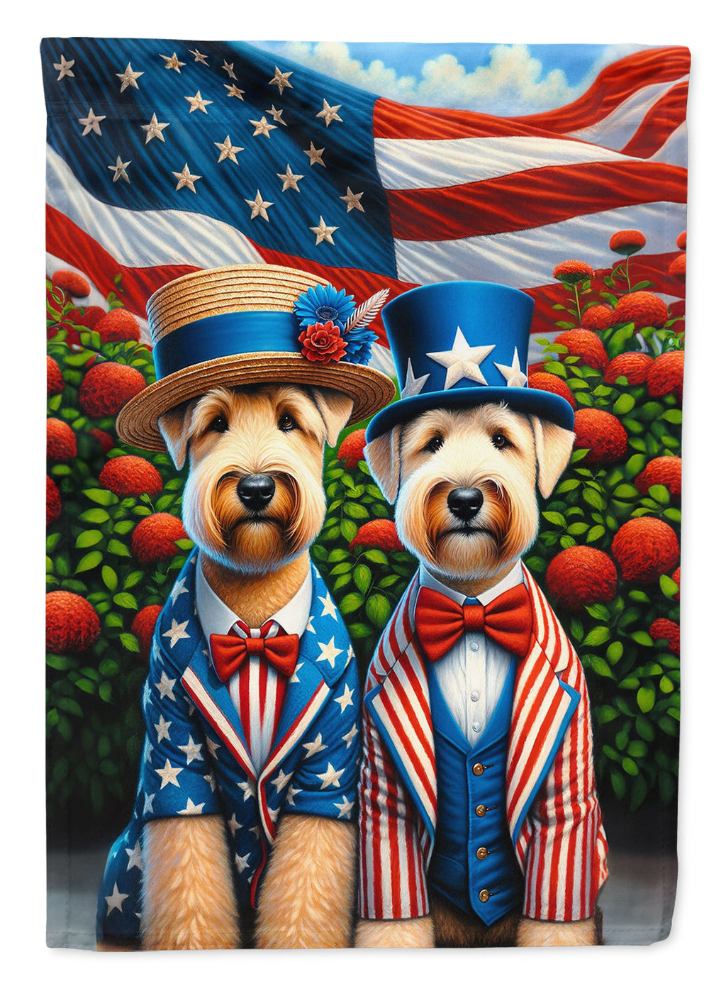 All American Wheaten Terrier House Flag 28x40 Porch Sleeve Pole Decorative Outside Yard Banner Artwork Wall Hanging, Polyester