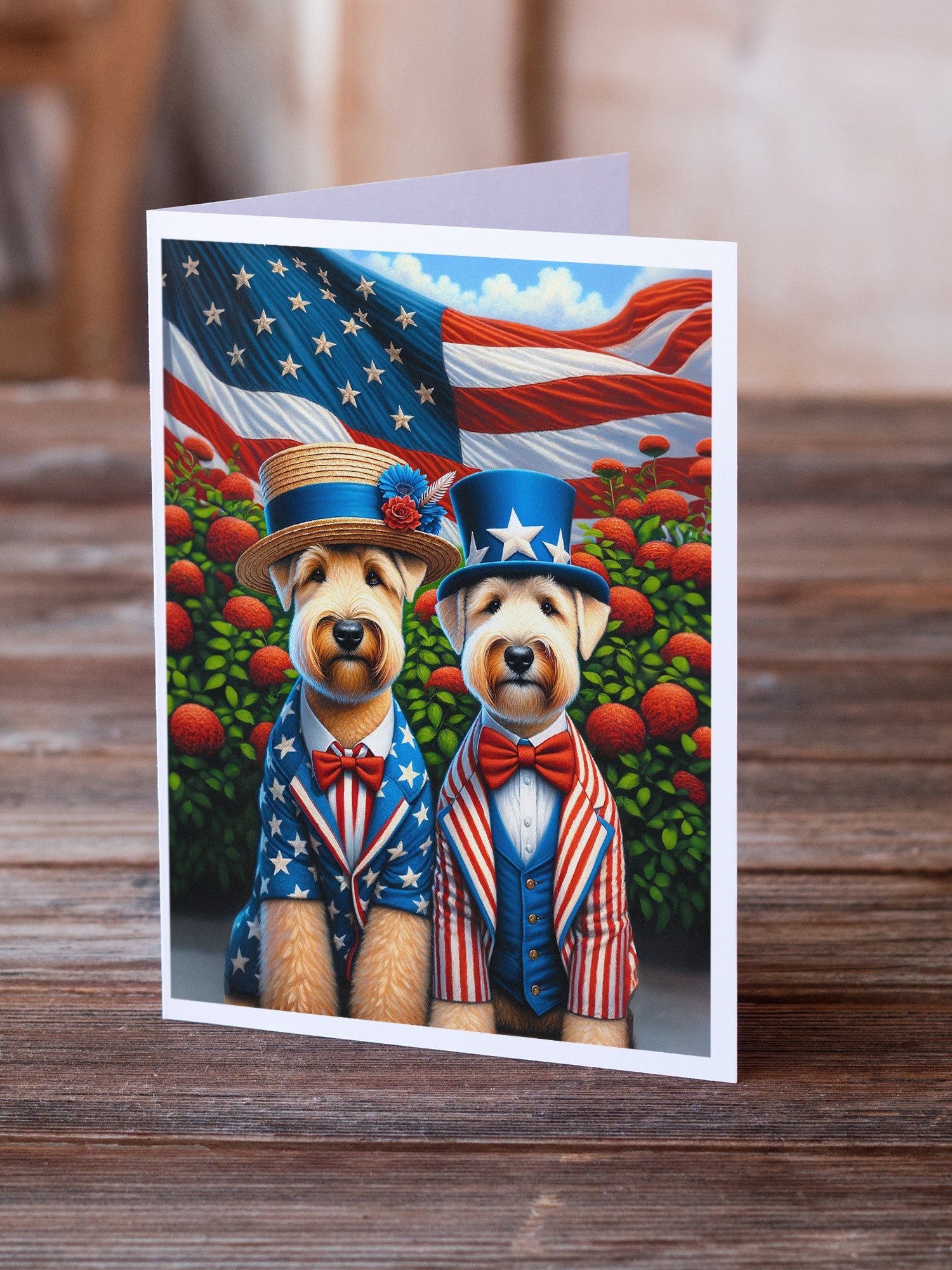 All American Wheaten Terrier Greeting Cards Pack of 8 Blank Cards with Envelopes Whimsical A7 Size 5x7