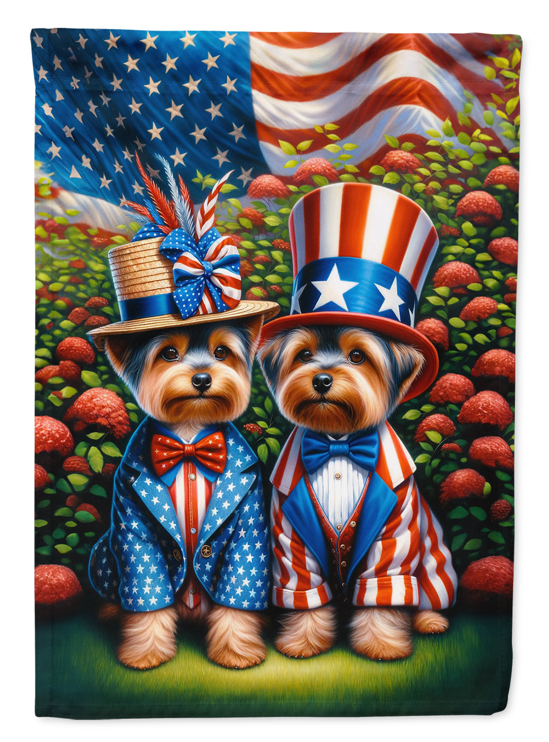 All American Yorkshire Terrier House Flag 28x40 Porch Sleeve Pole Decorative Outside Yard Banner Artwork Wall Hanging, Polyester
