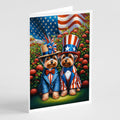 All American Yorkshire Terrier Greeting Cards Pack of 8 Blank Cards with Envelopes Whimsical A7 Size 5x7
