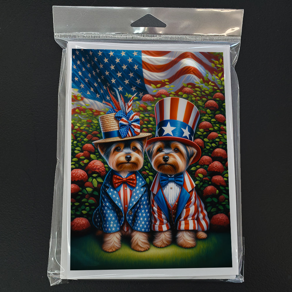 All American Yorkshire Terrier Greeting Cards Pack of 8 Blank Cards with Envelopes Whimsical A7 Size 5x7