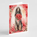 Afghan Hound Valentine Roses Greeting Cards Pack of 8 Blank Cards with Envelopes Whimsical A7 Size 5x7