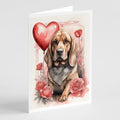 Bloodhound Valentine Roses Greeting Cards Pack of 8 Blank Cards with Envelopes Whimsical A7 Size 5x7