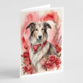 Borzoi Valentine Roses Greeting Cards Pack of 8 Blank Cards with Envelopes Whimsical A7 Size 5x7