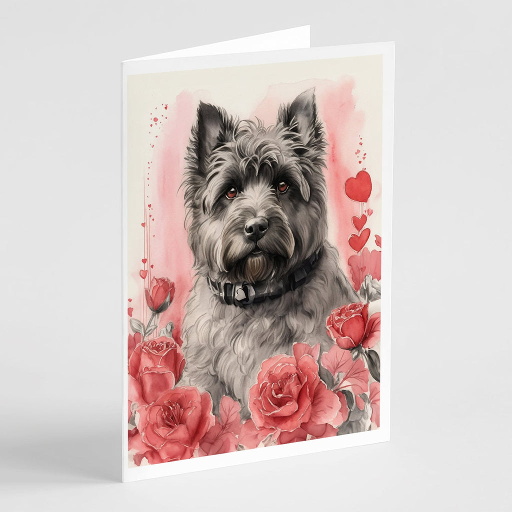 Bouvier des Flandres Valentine Roses Greeting Cards Pack of 8 Blank Cards with Envelopes Whimsical A7 Size 5x7