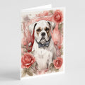 Boxer Valentine Roses Greeting Cards Pack of 8 Blank Cards with Envelopes Whimsical A7 Size 5x7