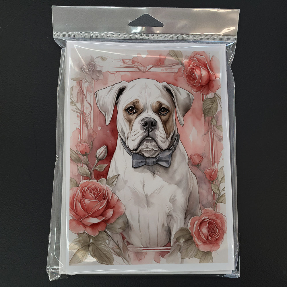 Boxer Valentine Roses Greeting Cards Pack of 8 Blank Cards with Envelopes Whimsical A7 Size 5x7