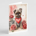 Brussels Griffon Valentine Roses Greeting Cards Pack of 8 Blank Cards with Envelopes Whimsical A7 Size 5x7