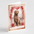 Chesapeake Bay Retriever Valentine Roses Greeting Cards Pack of 8 Blank Cards with Envelopes Whimsical A7 Size 5x7