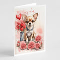 Chihuahua Valentine Roses Greeting Cards Pack of 8 Blank Cards with Envelopes Whimsical A7 Size 5x7