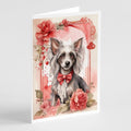 Chinese Crested Valentine Roses Greeting Cards Pack of 8 Blank Cards with Envelopes Whimsical A7 Size 5x7