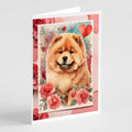 Chow Chow Valentine Roses Greeting Cards Pack of 8 Blank Cards with Envelopes Whimsical A7 Size 5x7